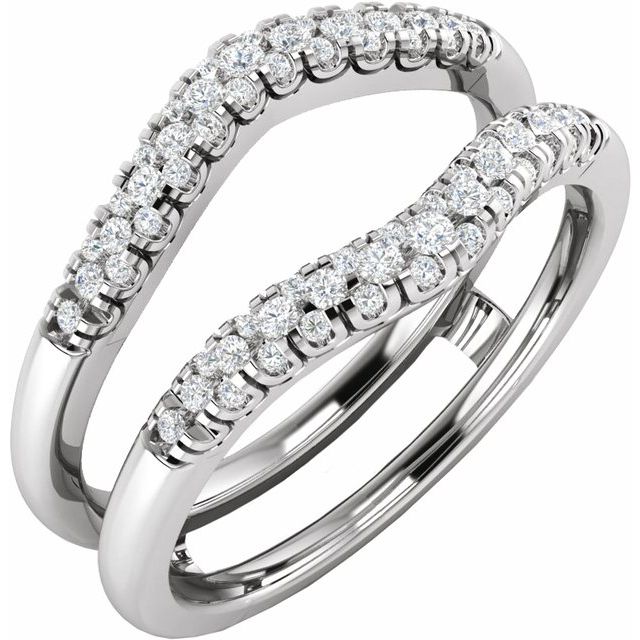 14K Yellow Or White Gold Round 1.3 Mm Polished 1/4 Ctw Natural Diamond Ring Guard, Size 7