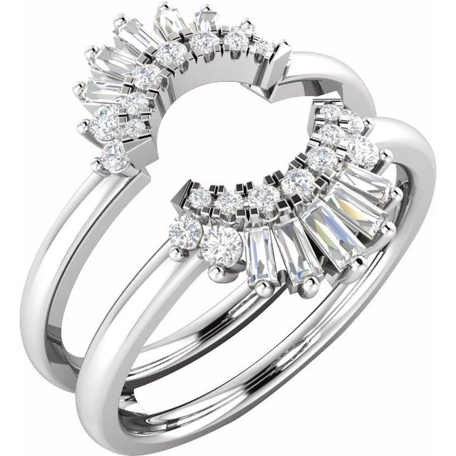 14K Yellow Or White Or Rose Gold Polished 1/2 Ctw Natural Diamond Ring Guard, Size 7