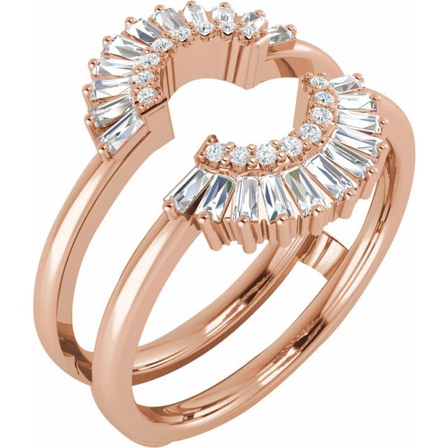 14K Rose Gold Polished 1/2 Ctw Natural Diamond Ring Guard, Size 7