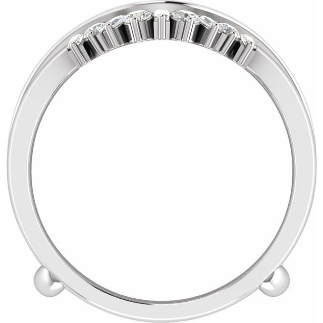 14K White Gold Polished 3/8 Ctw Natural Diamond Ring Guard, Size 7