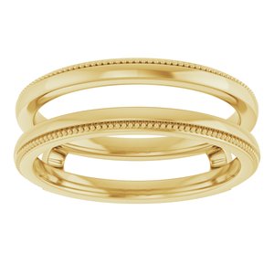 14K Yellow Gold Polished Milgrain Ring Guard Size 7