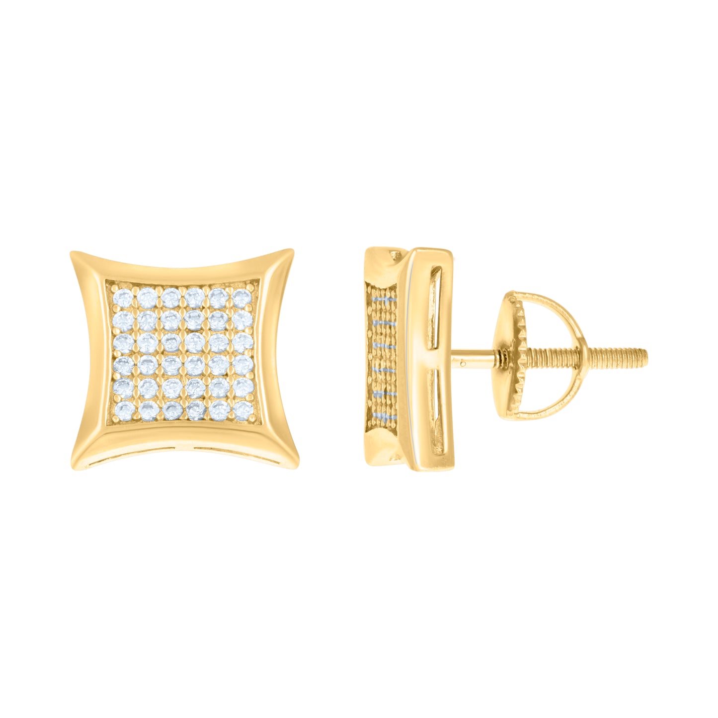 Sterling Silver Or Yellow-Tone Unisex Cubic Zirconia Kite Stud Earrings