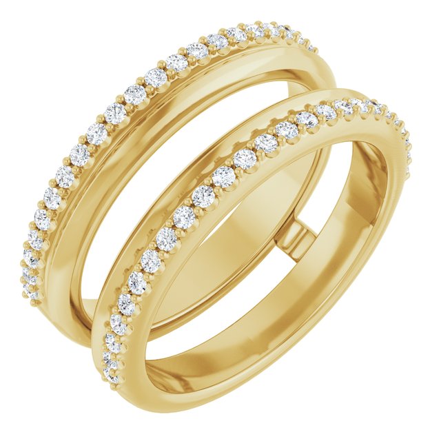 14K Yellow Or White Gold Round 1.2 Mm Polished 1/3 Ctw Natural Diamond Knife-Edge Double Row Ring Guard, Size 7