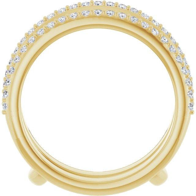 14K Yellow Or White Gold Round 1.2 Mm Polished 1/3 Ctw Natural Diamond Knife-Edge Double Row Ring Guard, Size 7