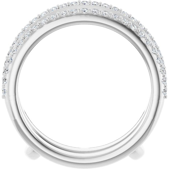 14K Yellow Or White Gold Round 1.2 Mm Polished 1/3 Ctw Natural Diamond Knife-Edge Double Row Ring Guard, Size 7