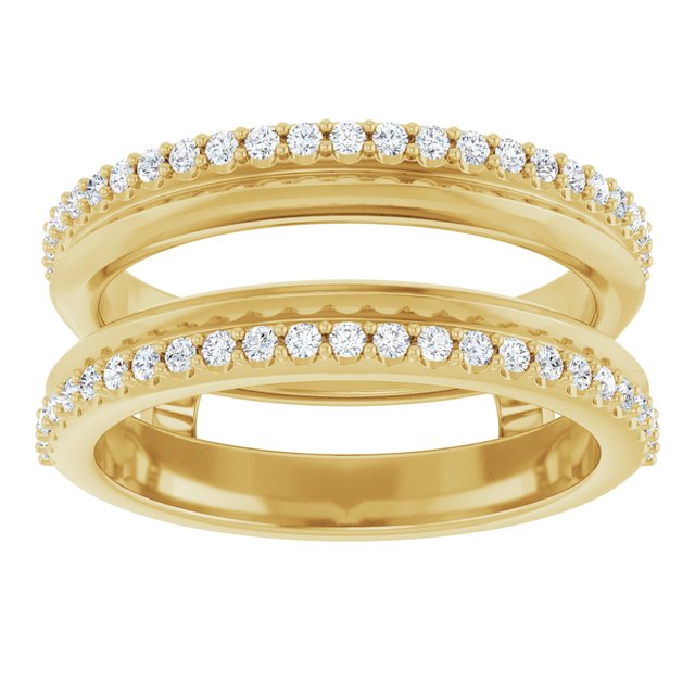 14K Yellow Or White Gold Round 1.2 Mm Polished 1/3 Ctw Natural Diamond Knife-Edge Double Row Ring Guard, Size 7