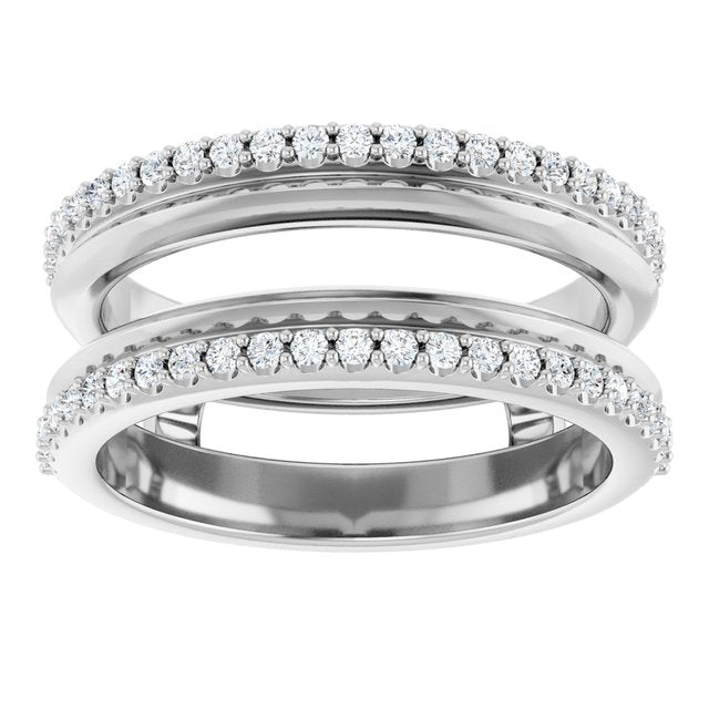 14K Yellow Or White Gold Round 1.2 Mm Polished 1/3 Ctw Natural Diamond Knife-Edge Double Row Ring Guard, Size 7