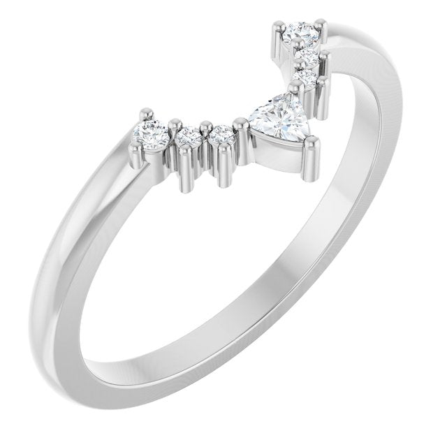 14K Rose Or Yellow Or White Gold Trillion 2.5 X 2.5 X 2.5 Mm Polished 1/10 Ctw Natural Diamond Contour Band, Size 7