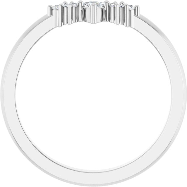 14K Rose Or Yellow Or White Gold Trillion 2.5 X 2.5 X 2.5 Mm Polished 1/10 Ctw Natural Diamond Contour Band, Size 7