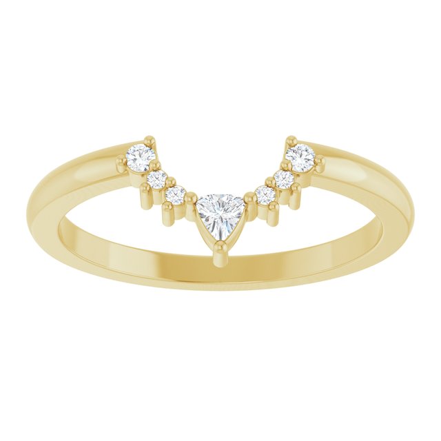 14K Rose Or Yellow Or White Gold Trillion 2.5 X 2.5 X 2.5 Mm Polished 1/10 Ctw Natural Diamond Contour Band, Size 7