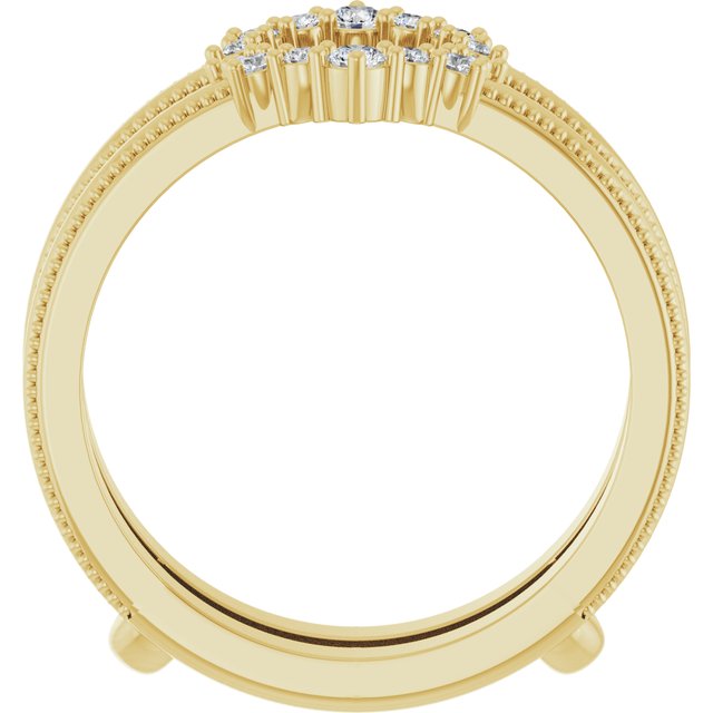 14K Yellow Gold Round Polished 1/6 Ctw Natural Diamond Ring Guard, Size 7