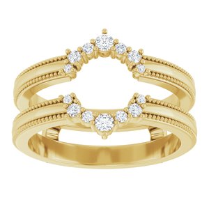 14K Yellow Gold Lab-Grown Diamond Round Lab-Grown Diamond Polished 1/6 Ctw Lab Grown Diamond Ring Guard Size 7