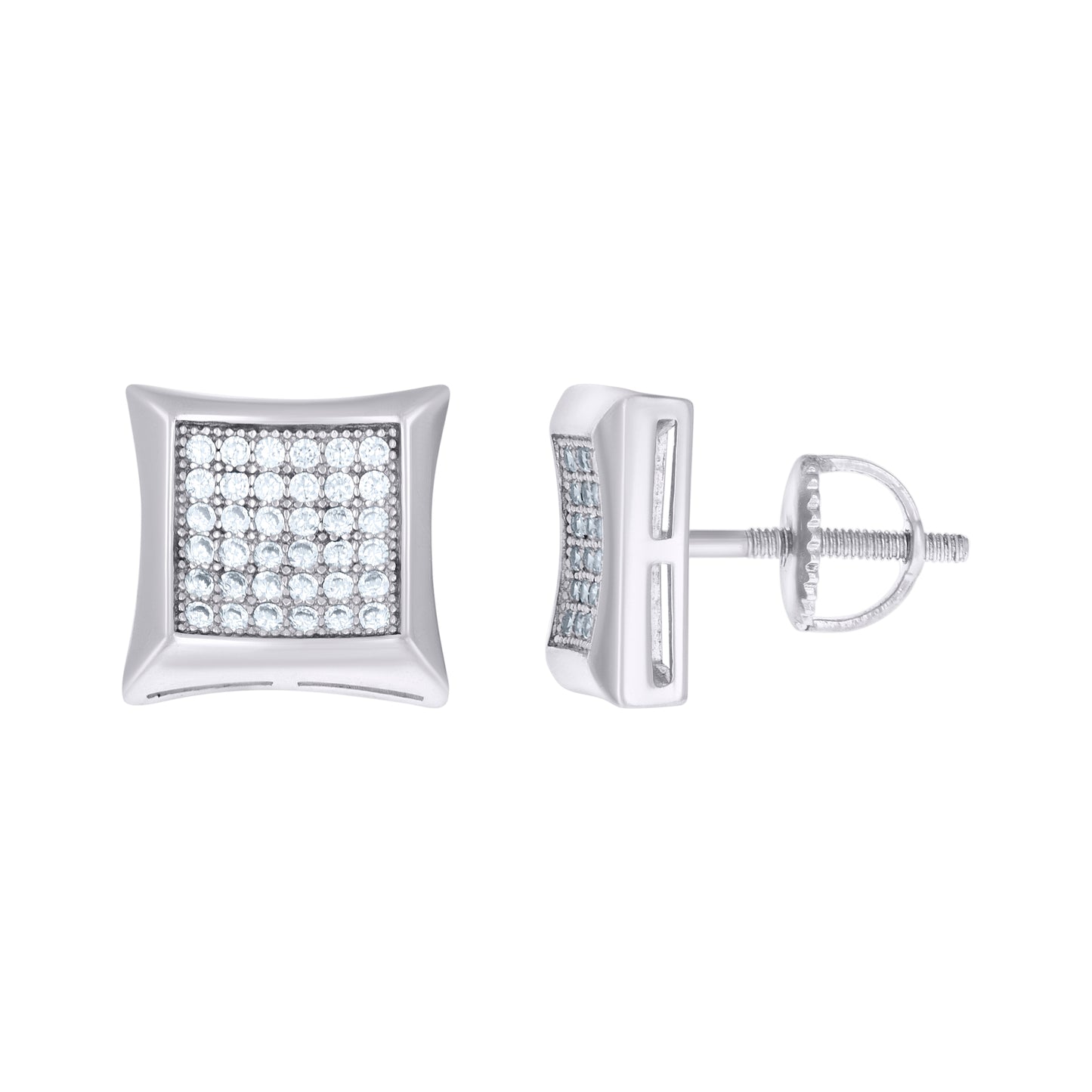 Sterling Silver Or Yellow-Tone Unisex Cubic Zirconia Kite Stud Earrings