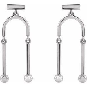 Sterling Silver 29.67 X 12.8 Mm Pair Friction Backs Included Polished Mobile Earrings