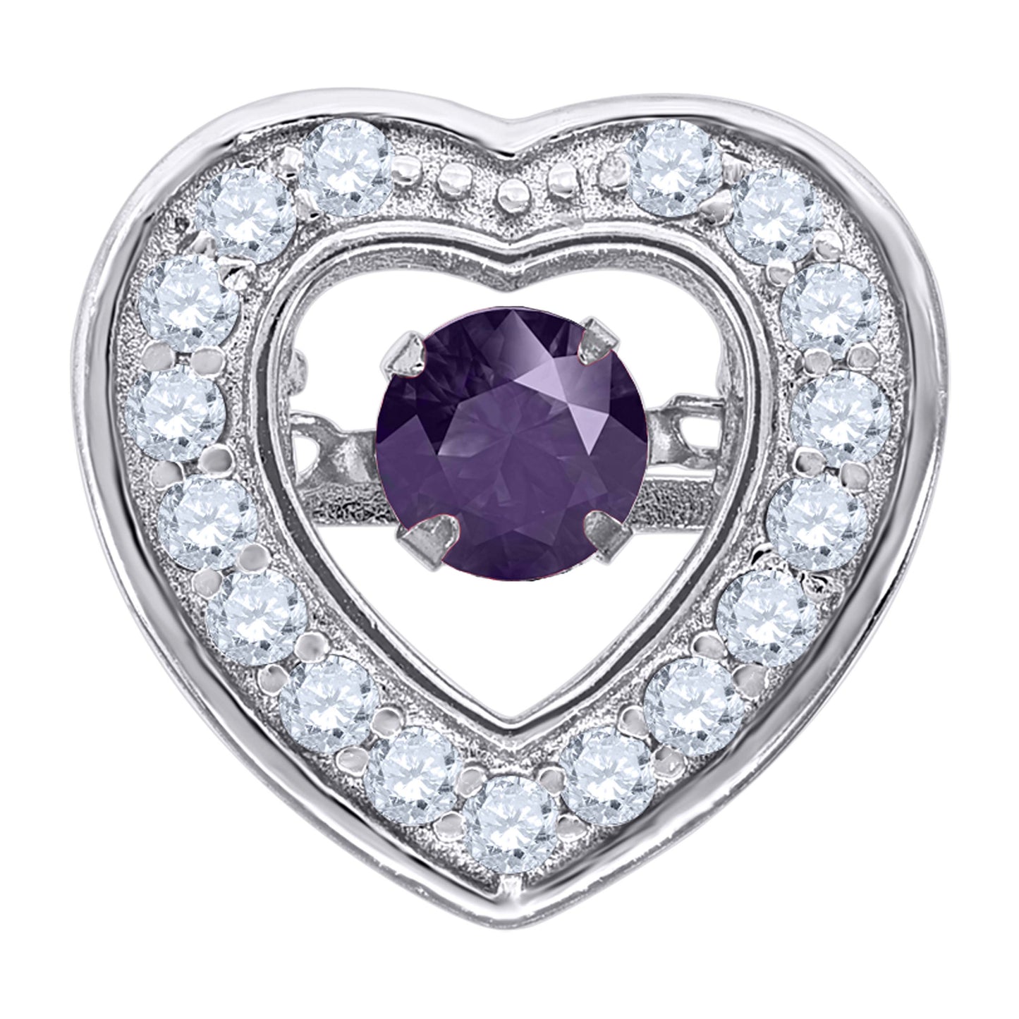 Sterling Silver Womens Cubic-Zirconia Heart Slide Charm Pendant