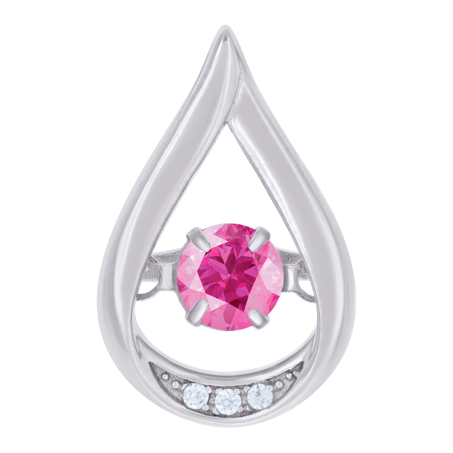 Sterling Silver Womens Cubic Zirconia Fashion Teardrop Slide Charm Pendant
