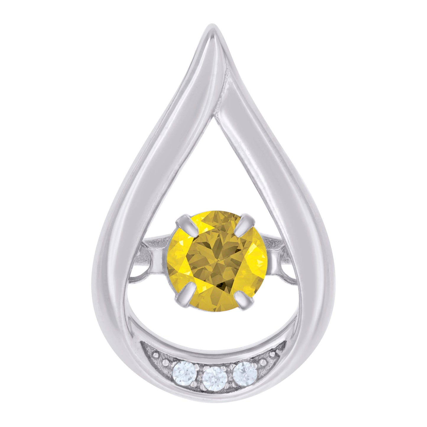 Sterling Silver Womens Cubic Zirconia Fashion Teardrop Slide Charm Pendant