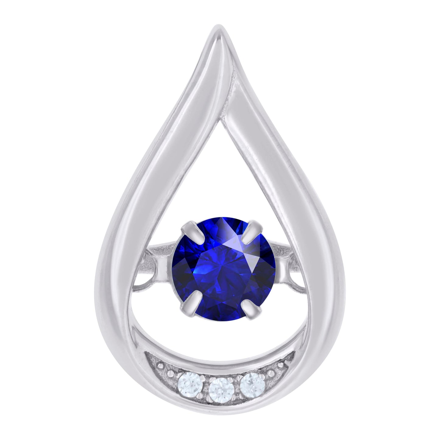 Sterling Silver Womens Cubic Zirconia Fashion Teardrop Slide Charm Pendant