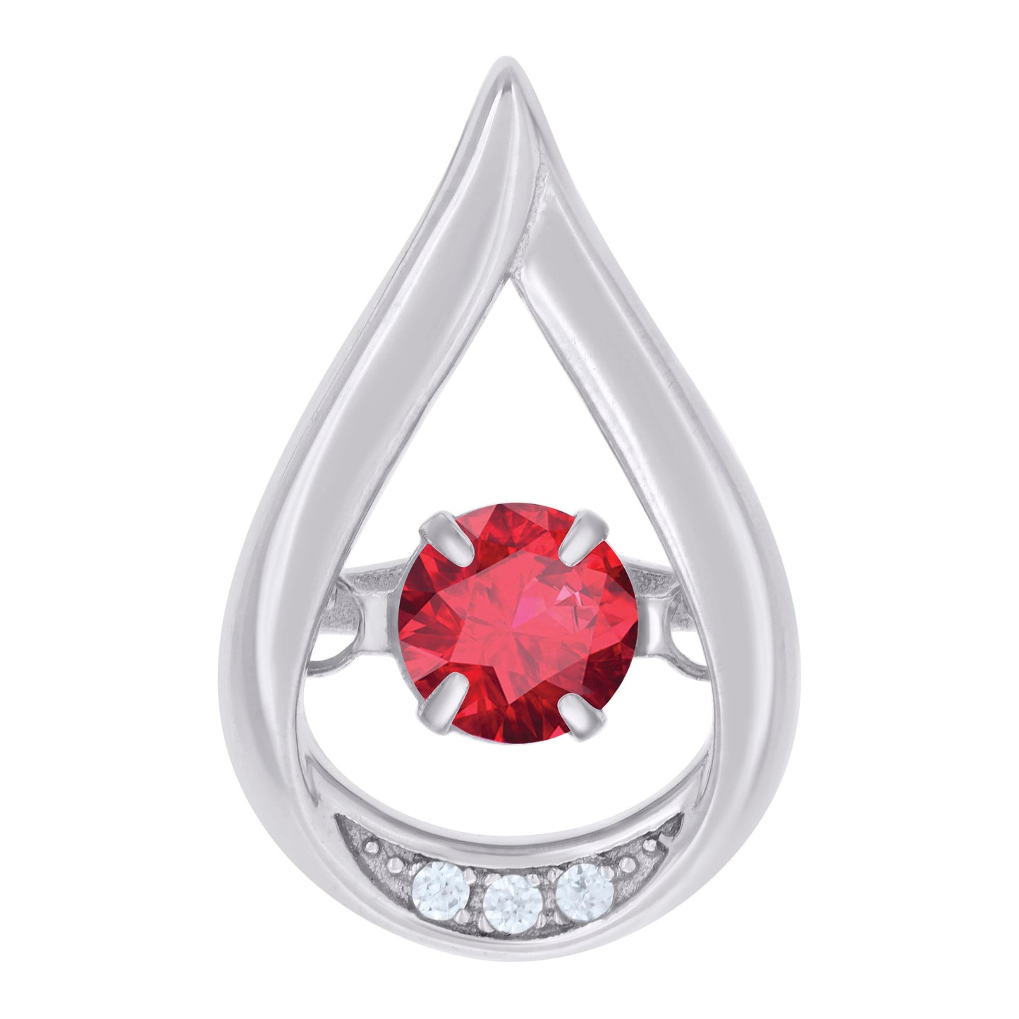 Sterling Silver Womens Cubic Zirconia Fashion Teardrop Slide Charm Pendant