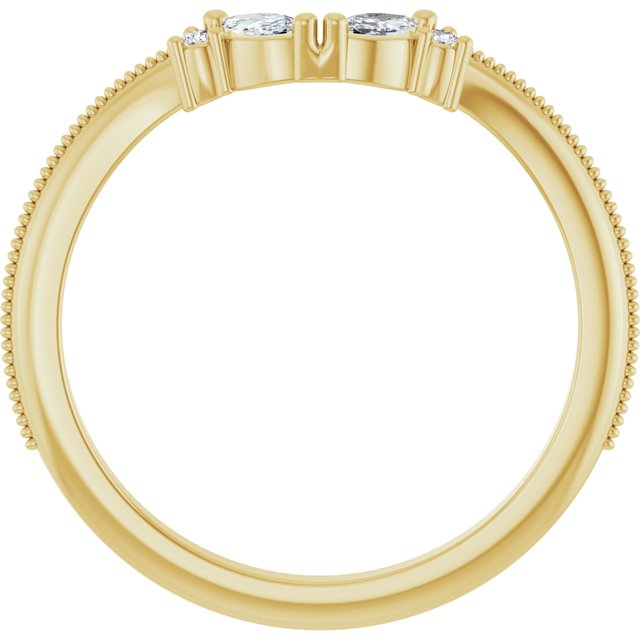 14K Yellow Or White Gold Marquise 3.5 X 2 Mm Polished 1/8 Ctw Lab-Grown Diamond Contour Band, Size 7