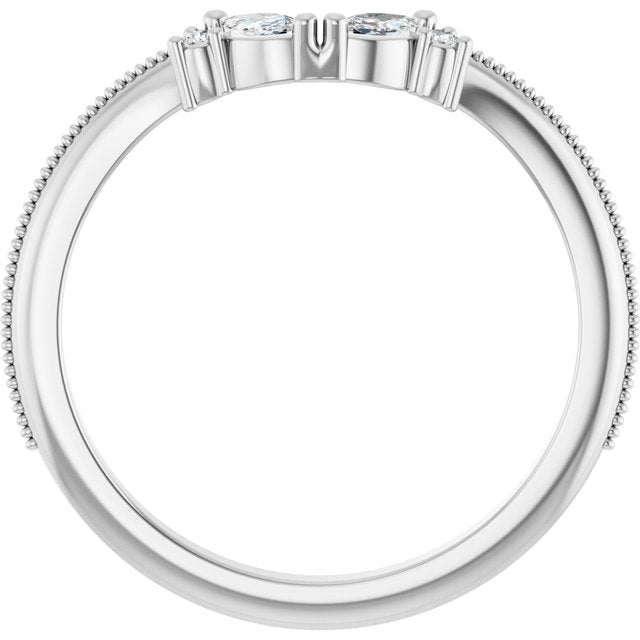 14K Yellow Or White Gold Marquise 3.5 X 2 Mm Polished 1/8 Ctw Lab-Grown Diamond Contour Band, Size 7