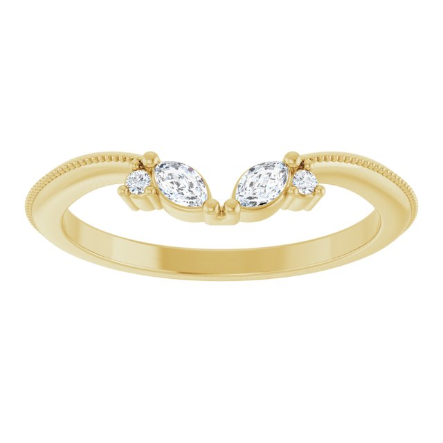 14K White Or Yellow Gold Marquise 3.5 X 2 Mm Polished 1/8 Ctw Natural Diamond Contour Band, Size 7