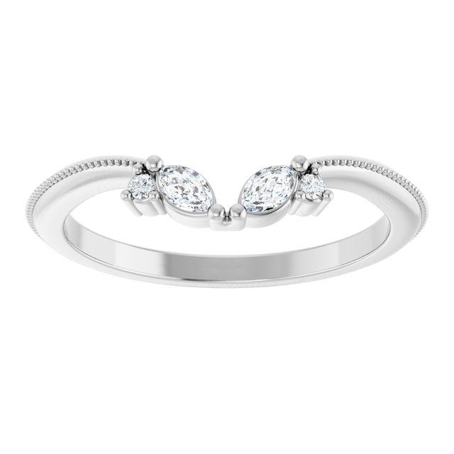 14K Yellow Or White Gold Marquise 3.5 X 2 Mm Polished 1/8 Ctw Lab-Grown Diamond Contour Band, Size 7