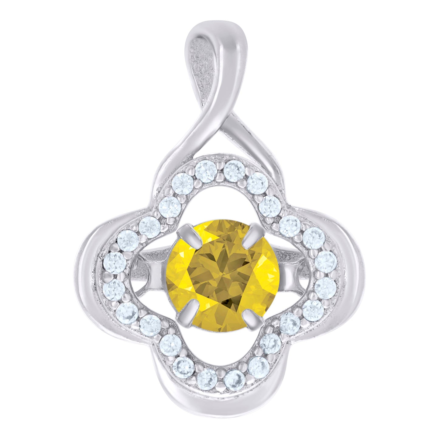 Sterling Silver Womens Cubic Zirconia Fashion Flower Charm Pendant