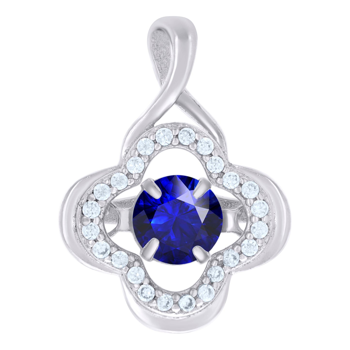 Sterling Silver Womens Cubic Zirconia Fashion Flower Charm Pendant