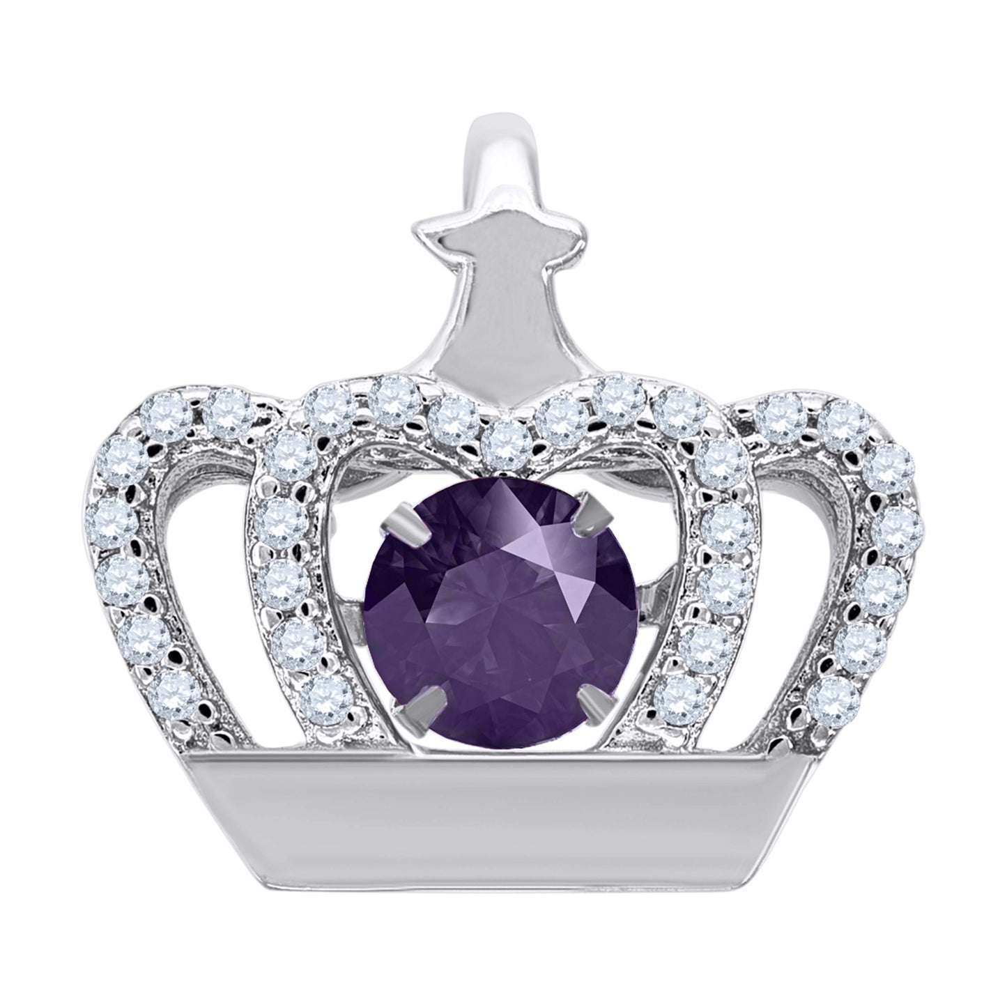Sterling Silver Womens Cubic-Zirconia Crown Fashion Charm Pendant