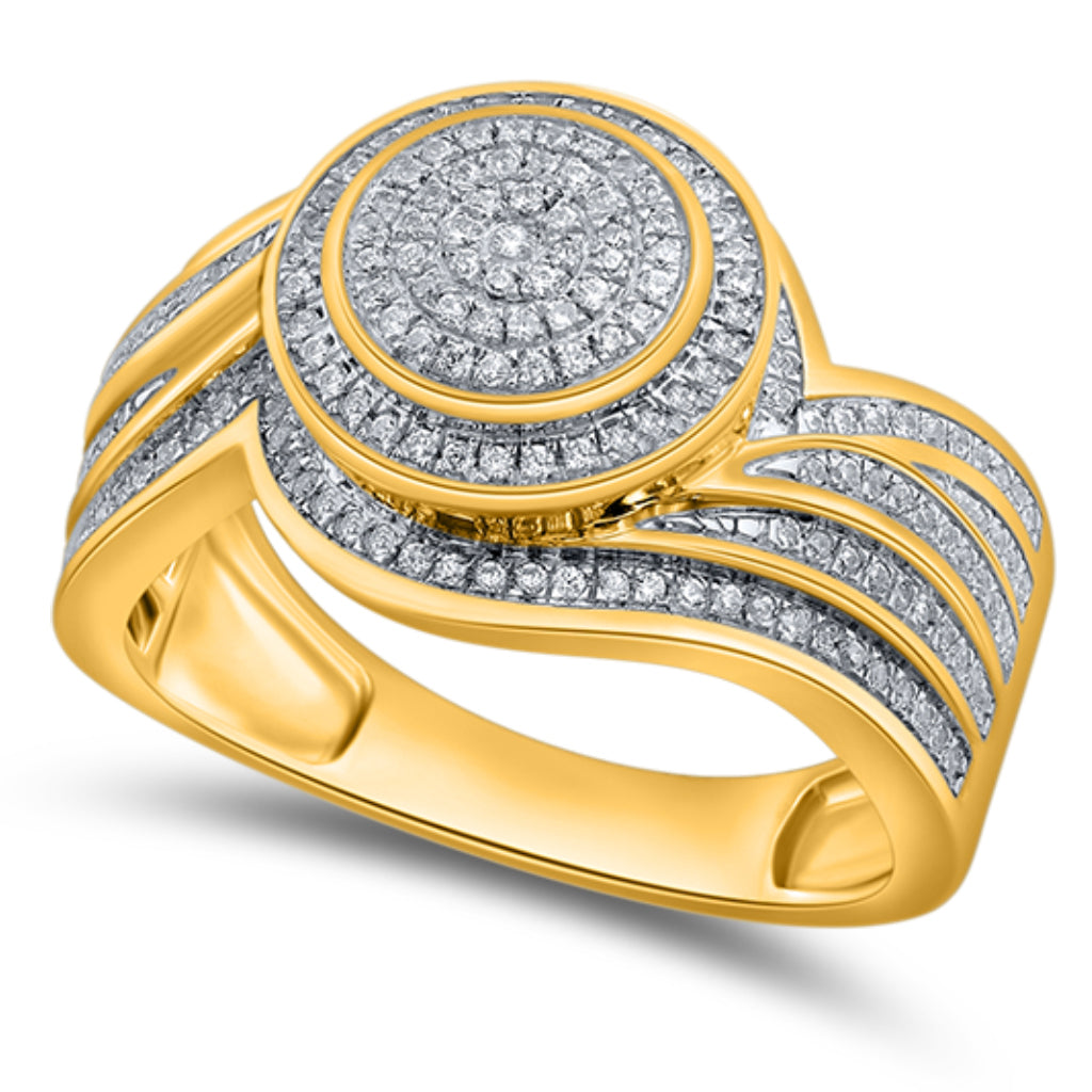 10K Yellow Gold 0.29-0.35 Cttw Diamond Ladies Micropave Rings