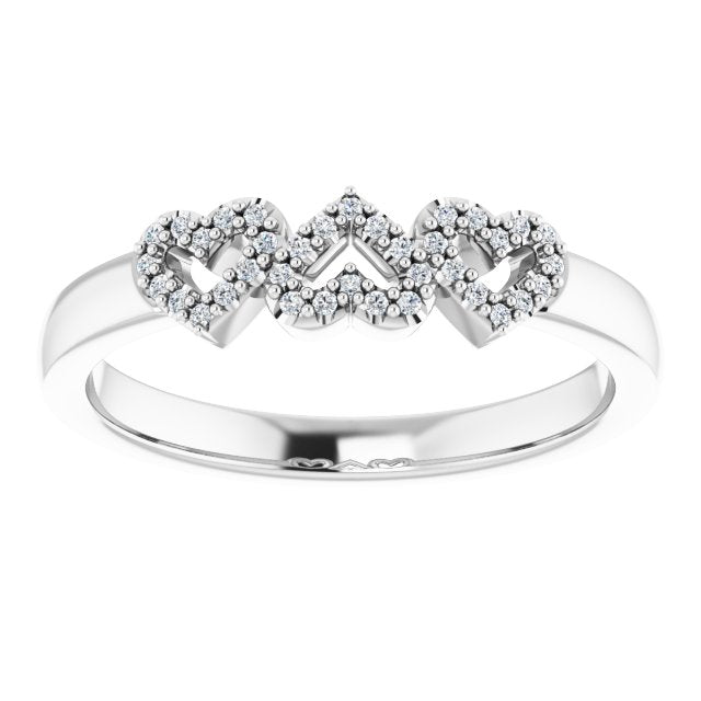 14K Rose Or White Gold Round .8 Mm Polished .08 Ctw Natural Diamond Heart Ring, Size 7
