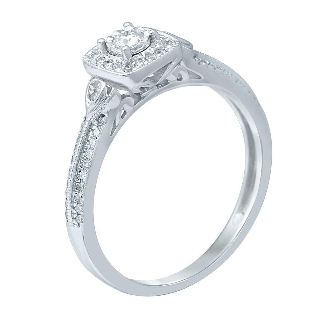 10K Yellow Or White Gold 0.20-0.22 Cttw Round Diamond Ladies Ring