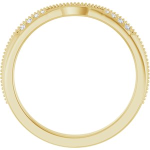 14K Yellow Gold Round Polished .04 Ctw Natural Diamond Milgrain Contour Band Size 7