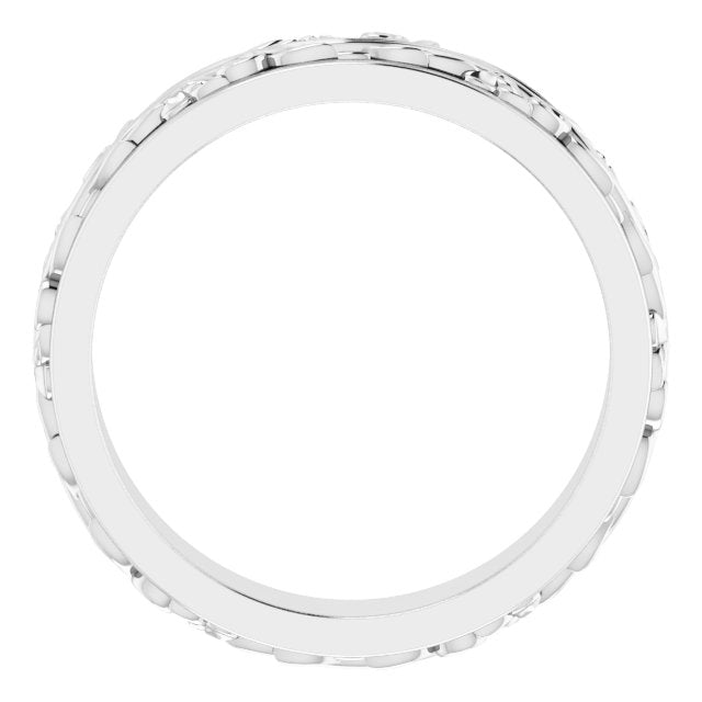 10K White Gold 5 Mm Polished Sculptural Inlay Standard-Fit Flat Band, Size 10