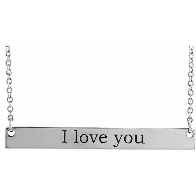 Sterling Silver 34 X 4 Mm 18 In Polished Engravable Bar Necklace