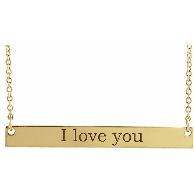 18K Yellow Gold-Plated Sterling Silver 34 X 4 Mm 18 In Polished Engravable Bar Necklace