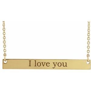 18K Yellow Gold-Plated Sterling Silver 30 X 3.5 Mm 18 In Polished Engravable Bar Necklace