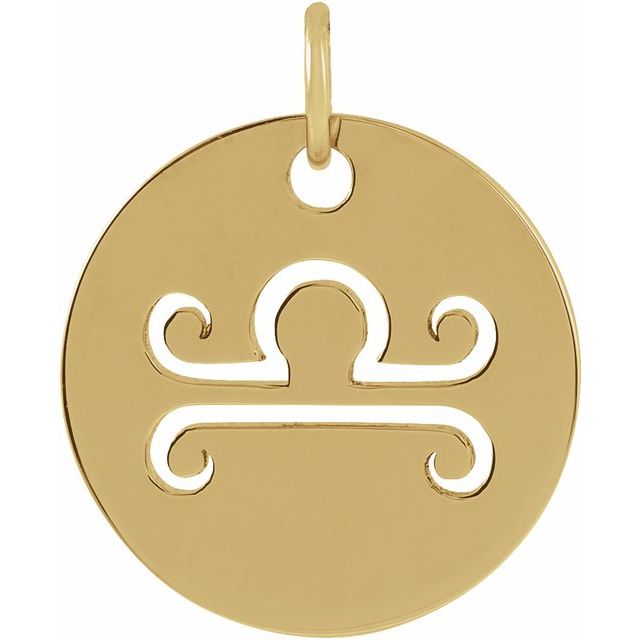 14K Yellow Gold Polished Round Zodiac Libra Pendant