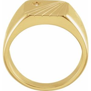 14K Yellow Gold Round 1.5 Mm .015 Ct Natural Diamond Signet Ring Size 10