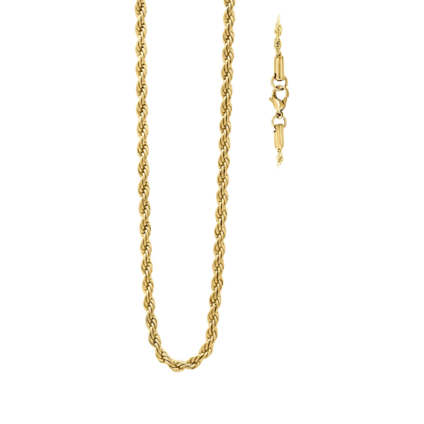 Stainless Steel Or Yellow Tone Unisex Rope Fashion Chain Necklace