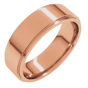 14K Yellow Or White Or Rose Gold Or Sterling Silver Or Platinum 6 mm Flat Comfort Fit Stepped Edge Band