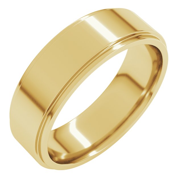 14K Yellow Or White Or Rose Gold Or Sterling Silver Or Platinum Standard Weight Flat Comfort Fit Edge Band