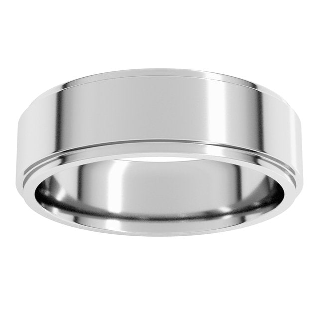 14K Yellow Or White Or Rose Gold Or Sterling Silver Or Platinum Standard Weight Flat Comfort Fit Edge Band