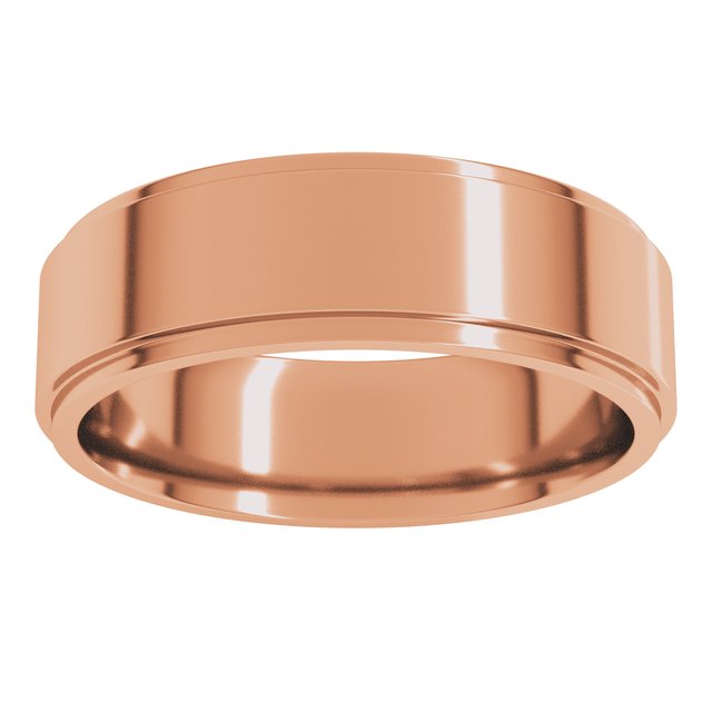 14K Yellow Or White Or Rose Gold Or Sterling Silver Or Platinum Standard Weight Flat Comfort Fit Edge Band