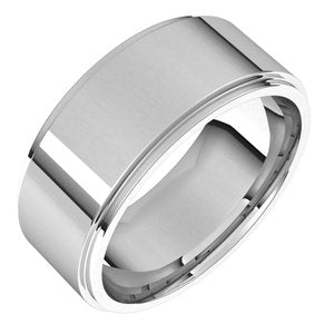 14K Yellow Or White Or Rose Gold Or Platinum 8 mm Flat Comfort Fit Stepped Edge Band