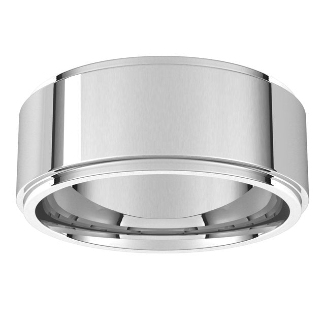 14K Yellow Or White Or Rose Gold Or Sterling Silver Or Platinum Standard Weight Flat Comfort Fit Edge Band