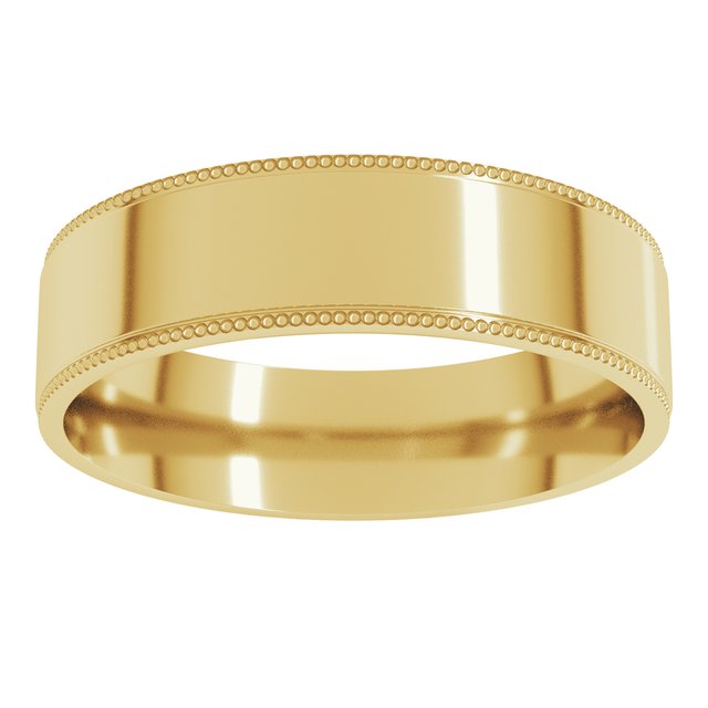 14K Yellow Or White Gold Or Sterling Silver Standard Comfort-Fit Milgrain Flat Band