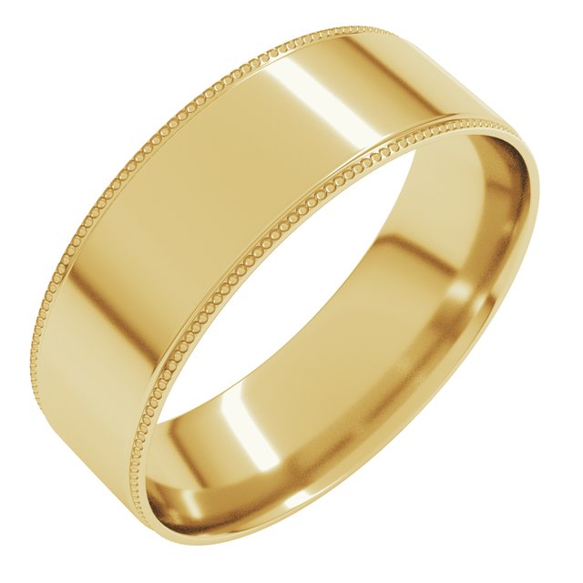 10K Yellow Gold 6 Mm Standard Comfort-Fit Milgrain Flat Band, Size 9.5