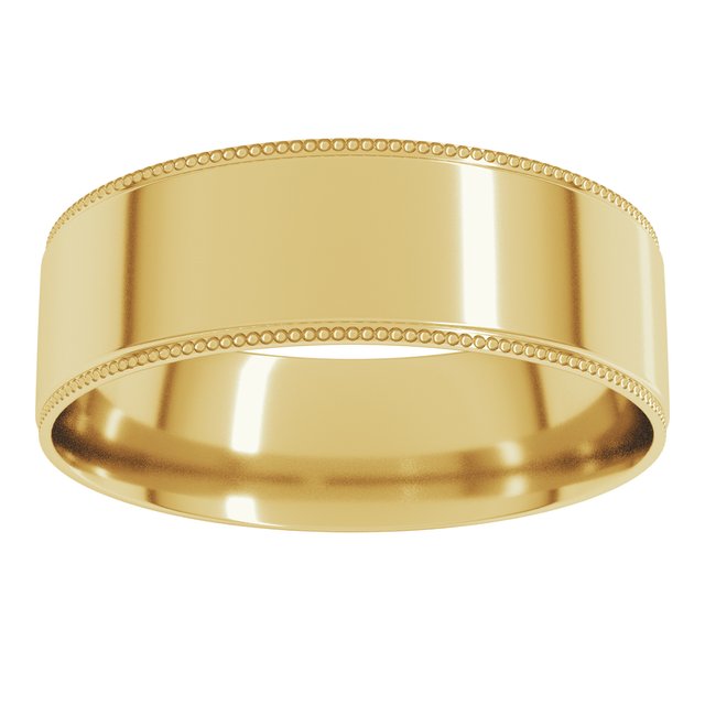 10K Yellow Gold 6 Mm Standard Comfort-Fit Milgrain Flat Band, Size 9.5